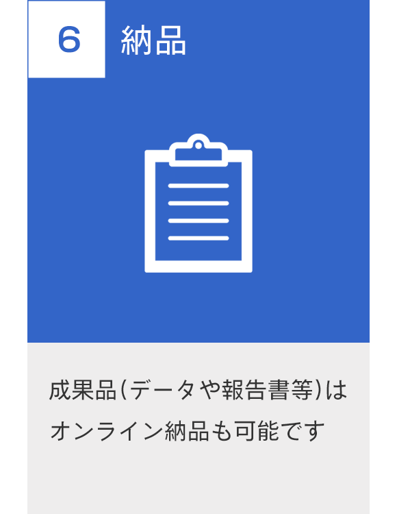 06　納品　成果品(データや報告書等)はオンライン納品も可能です